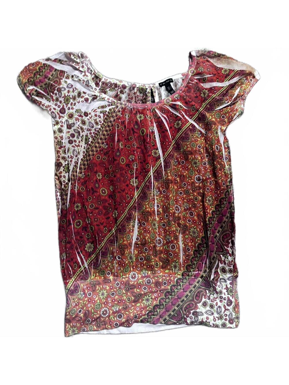 Fang Brand Boho Fairy Drop Waist Hippie Top Size L